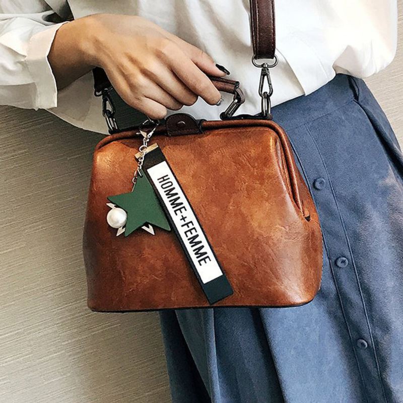 Naisten Keinonahkainen Vintage Suuri Tilavuus Crossbody Laukku Muunnettavissa Hihna Retro Käsilaukku