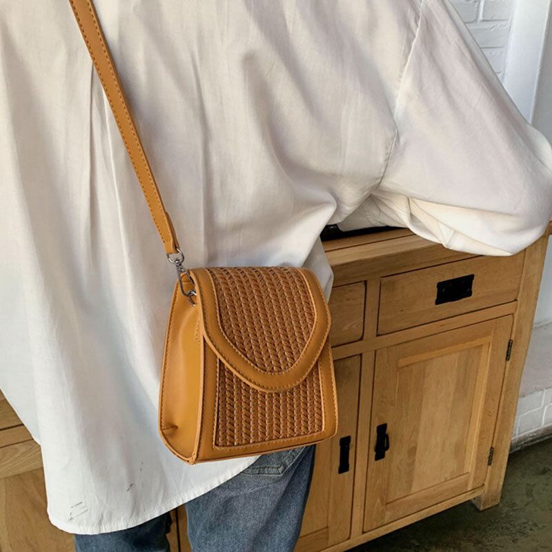 Naisten Kesä Flap Straw Chain Crossbody Laukku Olkalaukku