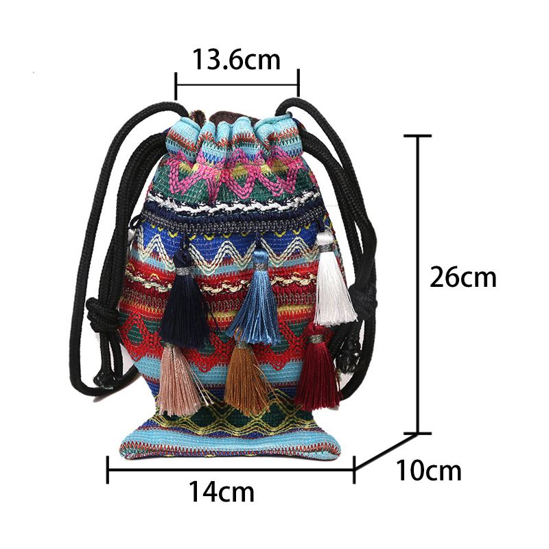 Naisten Olki Boheemi Tyylikäs Kala Tupsu Design Crossbody Laukku Muoti Vintage Kiristysnauha Olkalaukku