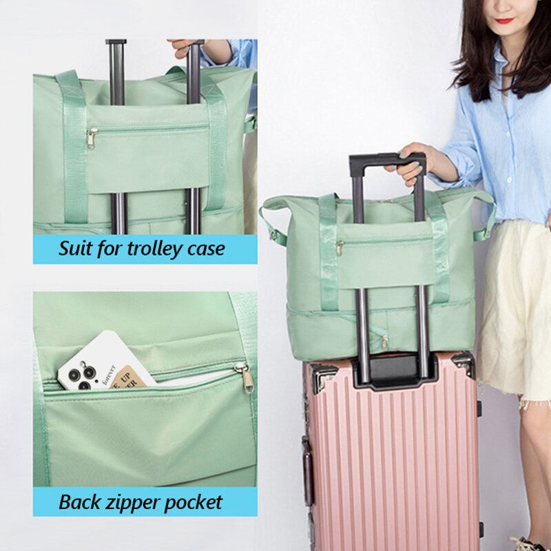 Naisten Oxford Dry Wet Separation-kuntolaukku Skaalautuva Taitettava Design Crossbody Laukku Suuri Kapasiteetti Kiinteä Hihna Vedenpitävä Käytettävä Matkalaukku