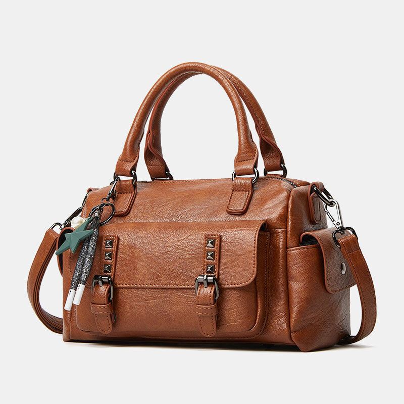 Naisten Viisisakarainen Tähtiriipus Suurikokoinen Crossbody Laukku Monitaskuinen Pehmeä Nahkainen Olkalaukku Käsilaukku