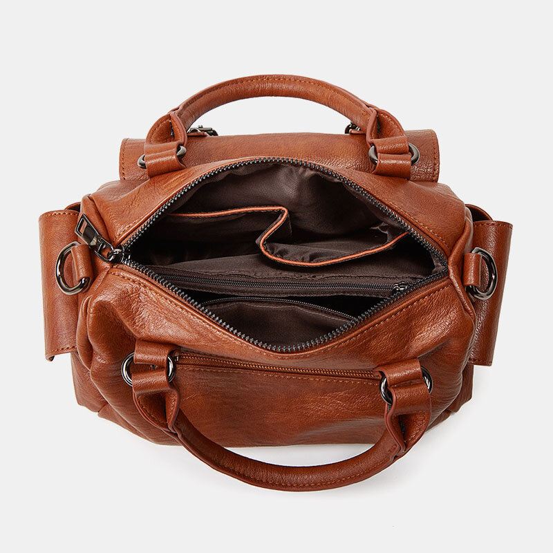 Naisten Viisisakarainen Tähtiriipus Suurikokoinen Crossbody Laukku Monitaskuinen Pehmeä Nahkainen Olkalaukku Käsilaukku