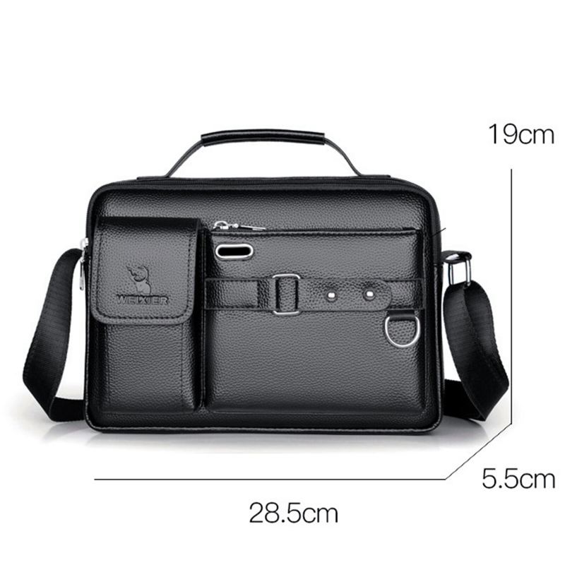 Weixier Miesten Tekonahka Vintage Suurikapasiteettinen Crossbody-laukku Business Monitoiminen Kestävä Salkkulaukku Messenger Bag