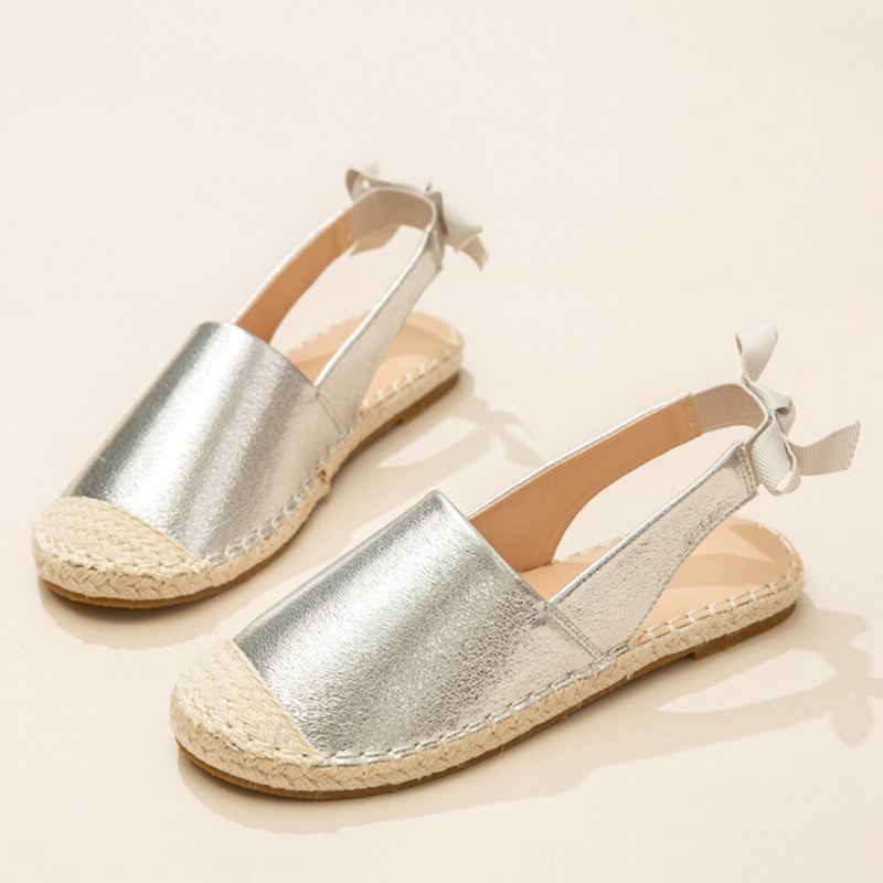 Naisten Rento Umpivarvas Bowknot Heel Espadrille Splicing Litteät Kengät Kalastajan Sandaalit