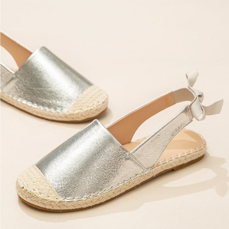 Naisten Rento Umpivarvas Bowknot Heel Espadrille Splicing Litteät Kengät Kalastajan Sandaalit