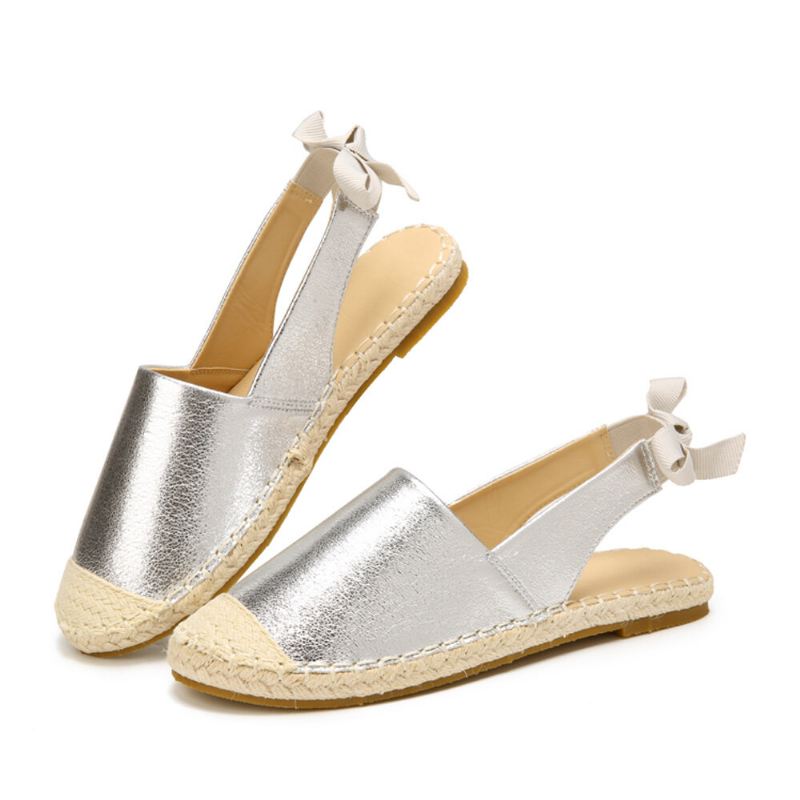 Naisten Rento Umpivarvas Bowknot Heel Espadrille Splicing Litteät Kengät Kalastajan Sandaalit