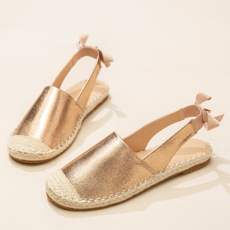 Naisten Rento Umpivarvas Bowknot Heel Espadrille Splicing Litteät Kengät Kalastajan Sandaalit