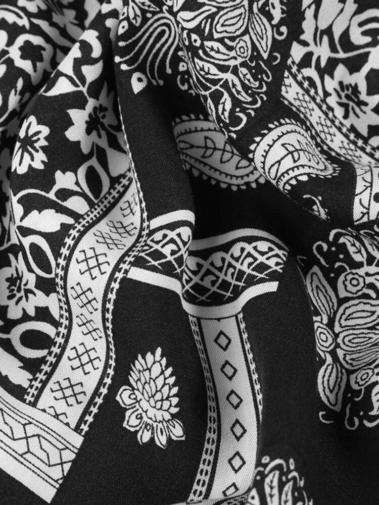 Naisten Boheemi Retro Puff Sleeve Printing Quarter Sleeve Casual Puserot