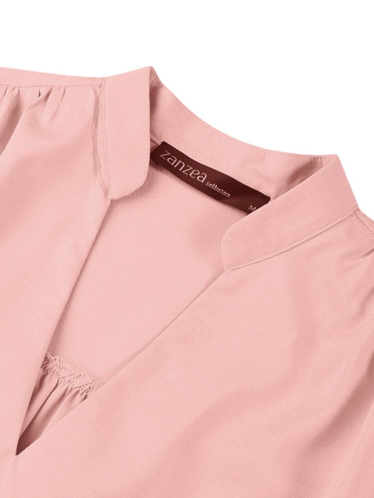 Naisten Flare Sleeve Yksiväriset Smocking Design Pitkähihaiset Paidat