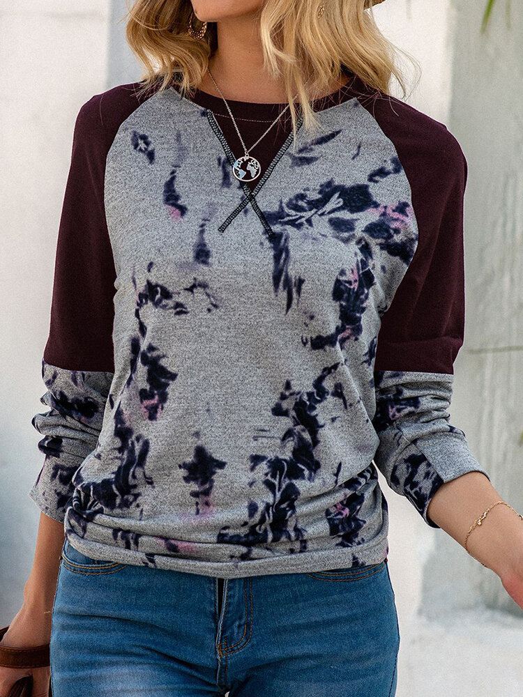 Naisten Solmio Tilkkuvärinen Raglan Sleeves-pusero