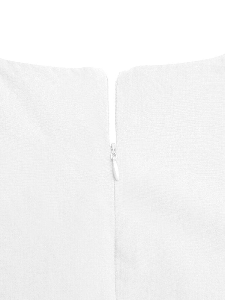 Puff Sleeve Yksivärinen Pyöreä Pääntie Vetoketju Selkä Rennot Puserot