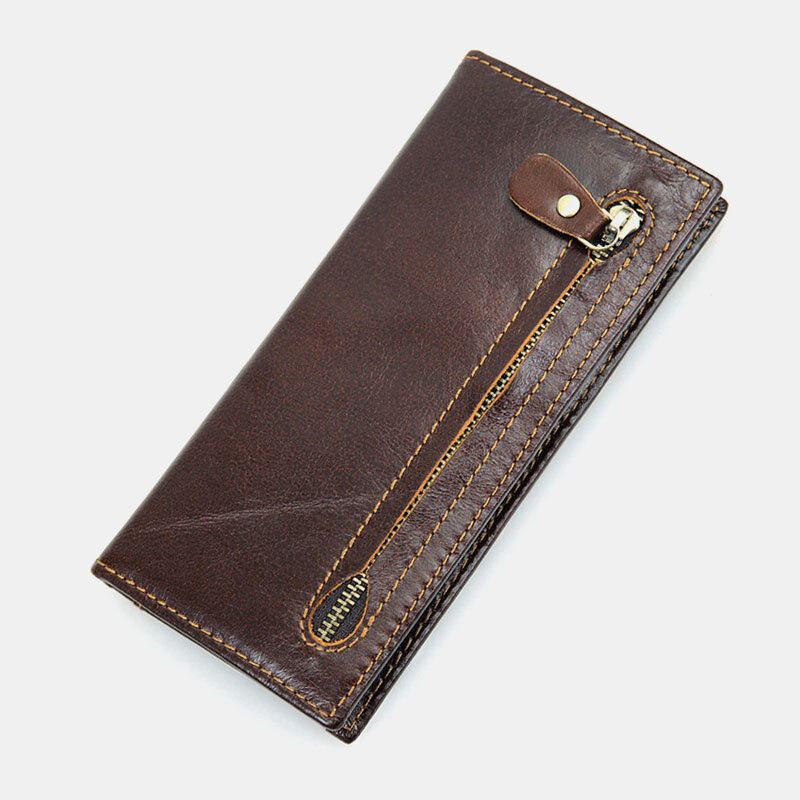 Ekphero Miesten Aito Nahka Pitkä Bifold Rfid Anti-magneettinen Lompakko Monikorttipaikka Korttikotelo