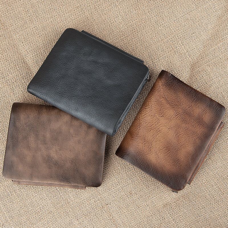 Ekphero Miesten Lehmännahkainen Kolminkertainen Lyhyt Monikorttipaikkakorttikotelo Money Clip Ajokorttilompakot