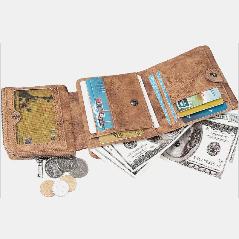 Ekphero Miesten Lehmännahkainen Kolminkertainen Lyhyt Monikorttipaikkakorttikotelo Money Clip Ajokorttilompakot