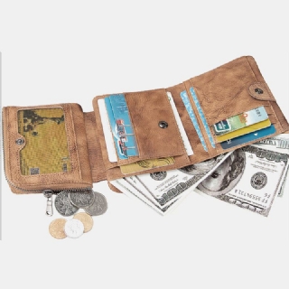 Ekphero Miesten Lehmännahkainen Kolminkertainen Lyhyt Monikorttipaikkakorttikotelo Money Clip Ajokorttilompakot