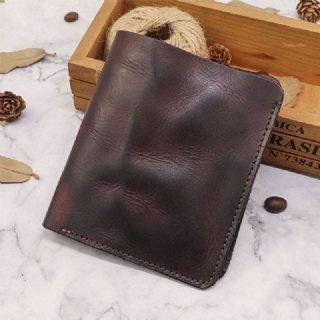 Miesten Bifold Pystysuora Lehmännahkainen Taitettava Lompakko Retro Monikorttipaikka Korttipidike Rahaklipsi Mini Kolikkokukkaro