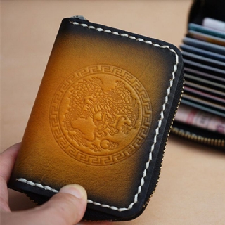 Miesten Kaltevuus Ensimmäisen Kerroksen Lehmännahkaiset Vetoketjulliset Lompakot Rfid Anti-magneettinen Monikorttipaikka Korttipidike Kolikkokukkaro