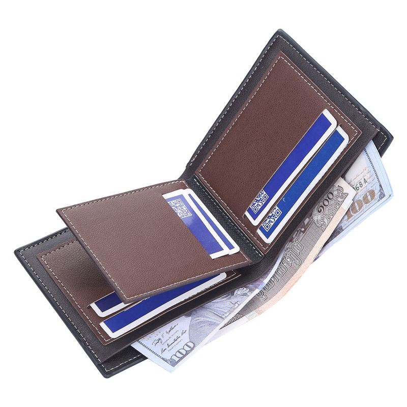 Miesten Keinonahkainen Vintage Kevyt Kolminkertainen Lompakko Pehmeä Retro Multiple Card Slot Lompakko
