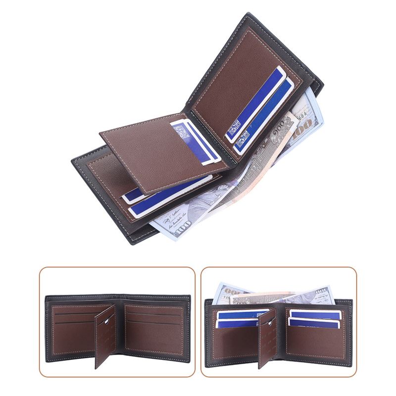 Miesten Keinonahkainen Vintage Kevyt Kolminkertainen Lompakko Pehmeä Retro Multiple Card Slot Lompakko