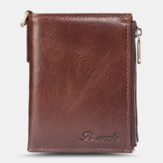 Miesten Lyhyt Bifold Rfid-esto Minimalistinen Lompakko Retro Multi-card Slot Korttikotelo Lehmännahkainen Ajokorttilompakko