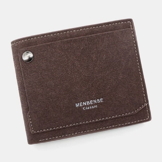 Miesten Pu Matta Nahkainen 9 Korttipaikka Korttikotelo Muoti Lyhyt Bifold Ulompi Nappi Kolikkokukkaro Money Clip Lompakko