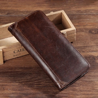 Miesten Retro Pitkä Bifold Aito Nahkalompakko Casual 12 Card Slot Korttipidike Rahapidike Kytkinlaukku