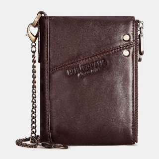 Miesten Rfid Bifold Lompakot Monitoiminen Ensimmäisen Kerroksen Lehmännahkainen Varkaudenestoharja Kaksinkertainen Vetoketjukorttipidike Money Clip Kolikkokukkaro