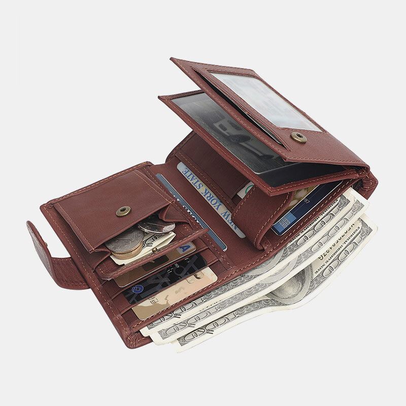 Miesten Vintage Aitoa Nahkaa Oleva Monipaikkainen Rfid Suuri Kapasiteetti Rento Lompakko