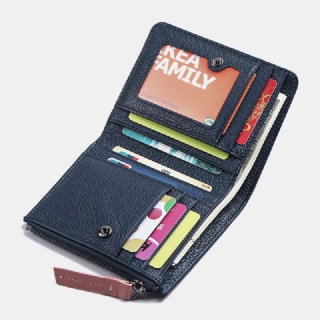 Naisten Aitoa Nahkaa Bifold Hasp Vetoketju Monitoimi Kolikkokukkaro Money Clip Lyhyt Lompakko