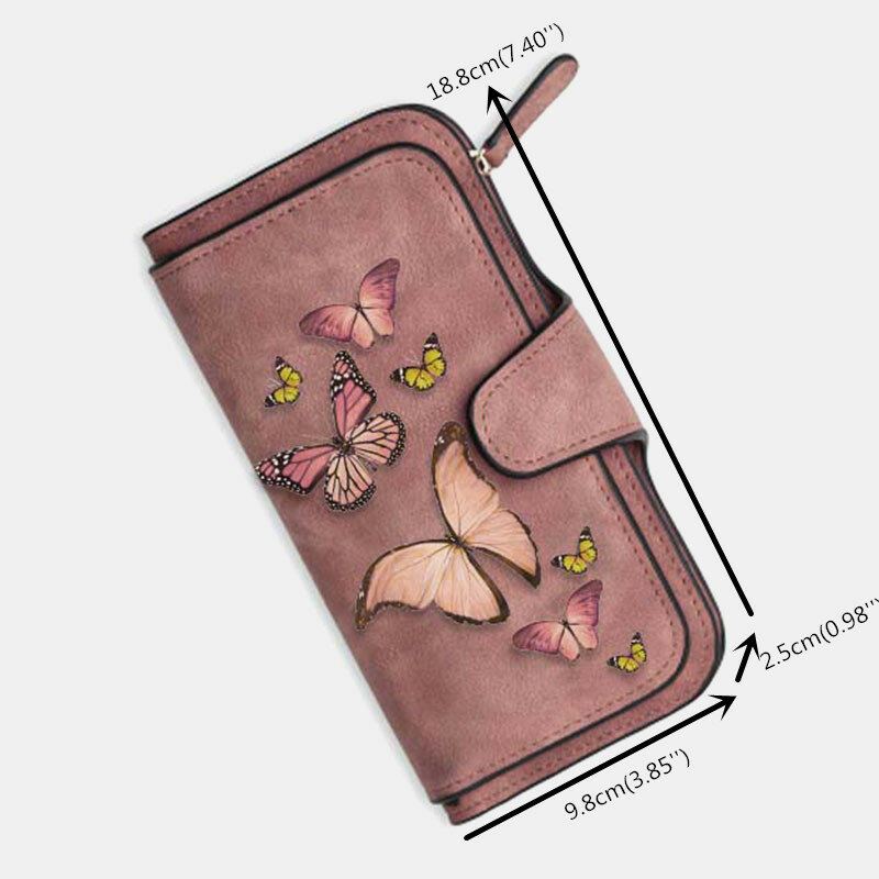 Naisten Butterfly Nelitaittuva Lompakko Kukkaro 14 Korttipaikka 5.5 Tuuman Puhelinlaukku