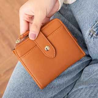 Naisten Pu Nahka Bifold Hasp Monikorttipaikka Retro Lyhyt Korttipidike Kytkinlompakot Rannehihnalla