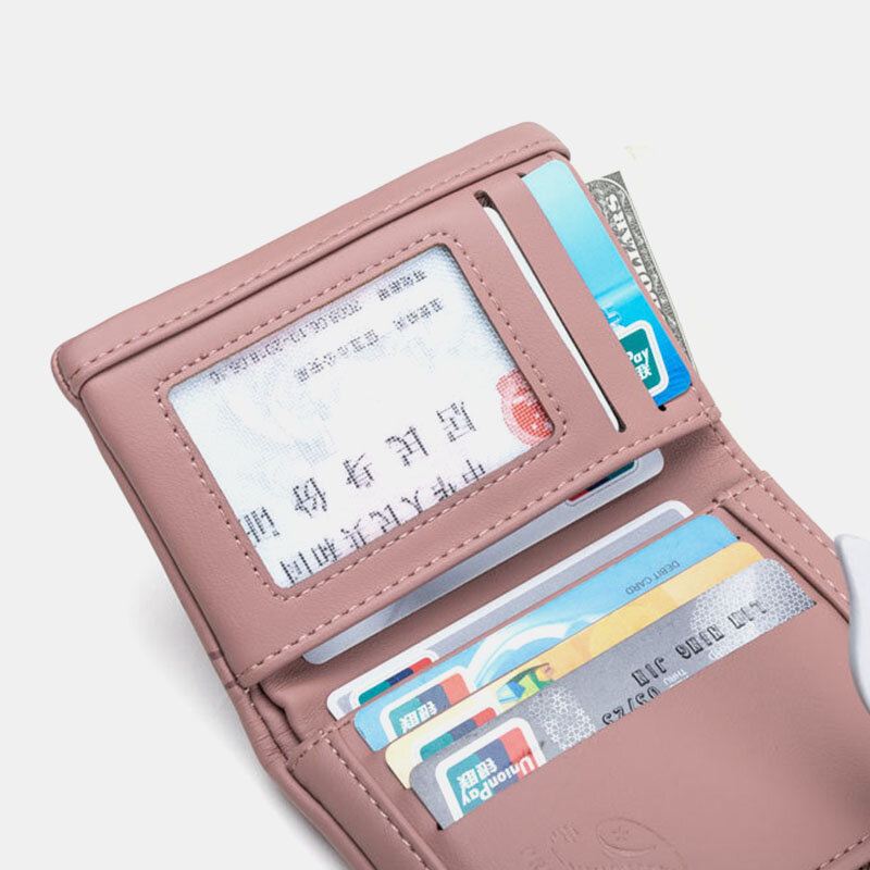 Naisten Pu Nahka Kukkapainatus Rento Mini Easy Carry Money Clip Korttikotelo Lompakko