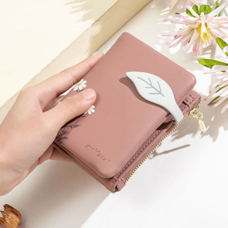 Naisten Pu Nahka Kukkapainatus Rento Mini Easy Carry Money Clip Korttikotelo Lompakko