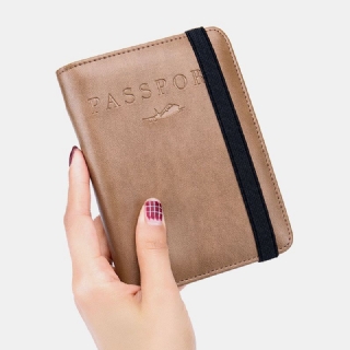 Unisex Aito Nahka Rfid-monitoiminen Monitoimikorttipaikka Matkapassilaukku Lompakko Elastisella Hihnalla