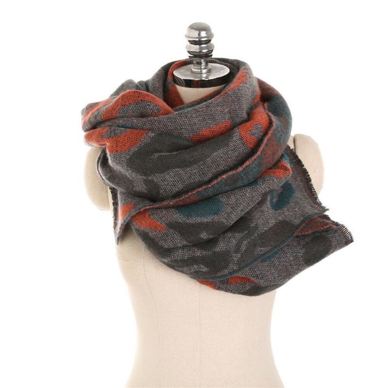 Naiset 200*66cm Leopardi Pehmeä Keinotekoinen Cashmere Huivi Talven Lämmin Pitkä Huivi