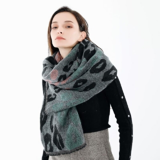 Naiset 200*66cm Leopardi Pehmeä Keinotekoinen Cashmere Huivi Talven Lämmin Pitkä Huivi