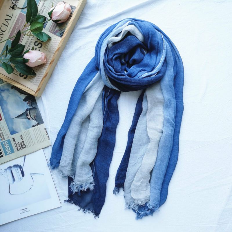 Naisten Puuvilla Gradientti Väri Luonnollinen Taittuva Silkki Arpi Rento Kaulansuoja Kirjallisuustyylinen Huivi