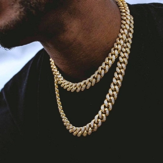 Hiphopin Liioiteltu Timanttimetalliseos Hallitseva Suuri Kultainen Ketjukaulakoru