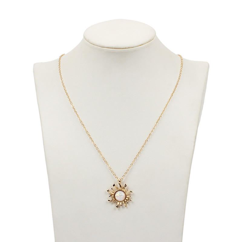 Muoti Hopea Kultainen Auringonkukka Riipus Kaulakoru Opal Chain Statement Kaulakoru Naisille