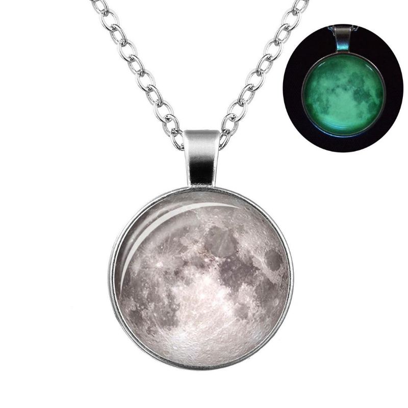 Retro Luminous Moon Pitkä Kaulakoru Sliver Alloy Villapaita Kaulakoru Unisex