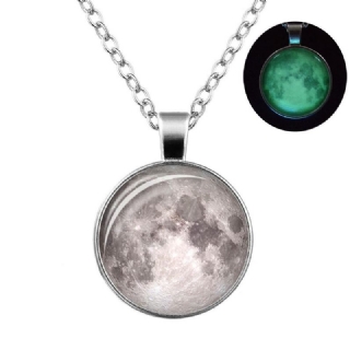 Retro Luminous Moon Pitkä Kaulakoru Sliver Alloy Villapaita Kaulakoru Unisex