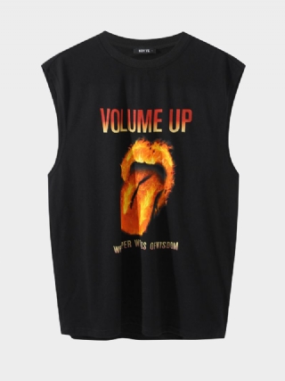 Miesten 100 % Cotton Flame Lipprint Letter All Matched Skin Friendly Leisure Tank