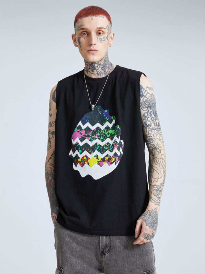 Miesten 100 % Puuvillaa Pääsiäismunat Graffiti Loose Fit Pehmeä Hengittävä All Matched Tankki