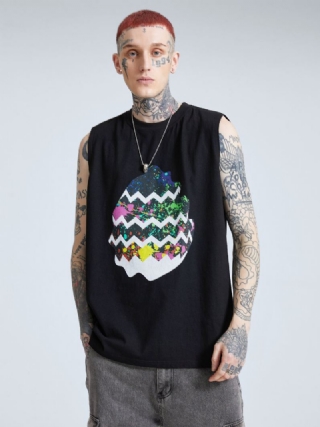 Miesten 100 % Puuvillaa Pääsiäismunat Graffiti Loose Fit Pehmeä Hengittävä All Matched Tankki