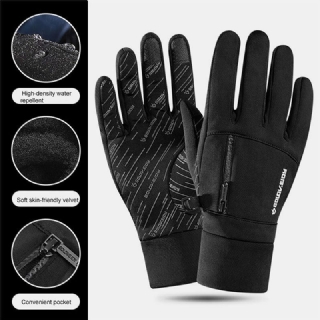 Miesten Talvipyöräilyhanskat Plus Velvet Warmth Outdoor Vedenpitävät Tuulenpitävät Kosketusnäyttöhanskat