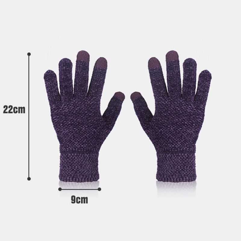 Unisex-värinen Neulottu Kolmen Sormen Kosketusnäyttö Chenille-käsineet Talvi Ulkoilu Viileä Suojaus Lämpimät Kokosormen Käsineet