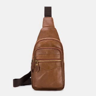 Miesten Aito Nahka Monikerroksinen Vedenpitävä Rento Crossbody Laukku Rintalaukku Sling Bag