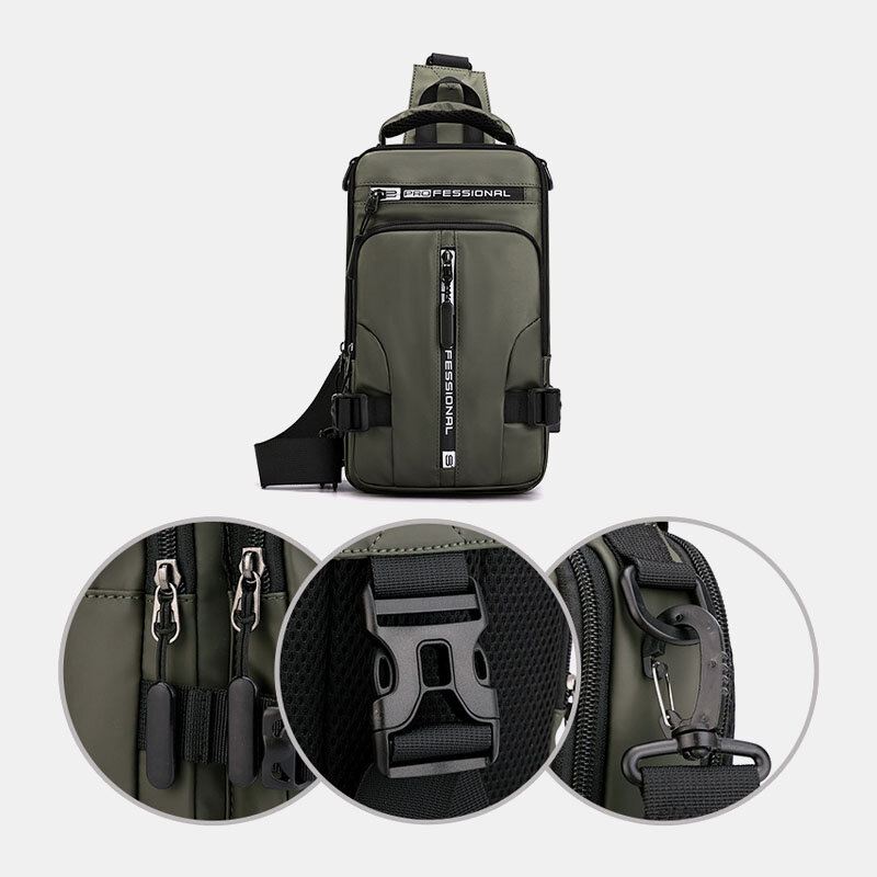 Miesten Casual Monitoiminen Vedenpitävä Nylon Rintalaukku Monitaskuinen Crossbody Laukku Olkalaukku
