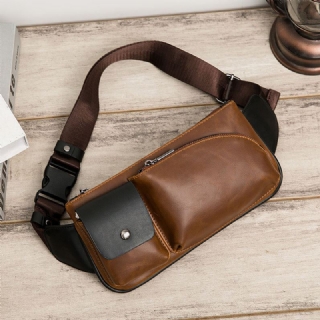 Miesten Keinonahka Retro Business Casual Multi-carry Vyötärölaukku Rintalaukku Sling Bag