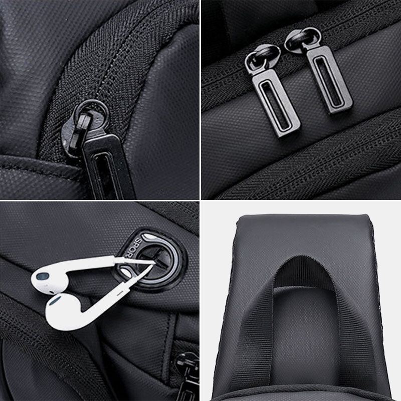Miesten Oxford Suuren Kapasiteetin Usb-lataus Rintalaukku Muoti Rento Villi Bussikortti Tasku Design Crossbody Laukku Olkalaukku
